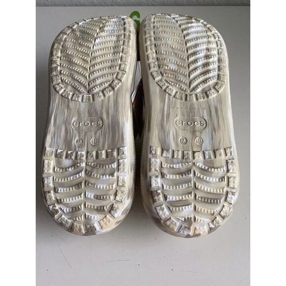 CROCS Classic CRUSH MARBLED Platform CLOG 208265-2Y3 Bone Men’s Sz 13 NEW - Picture 7 of 11